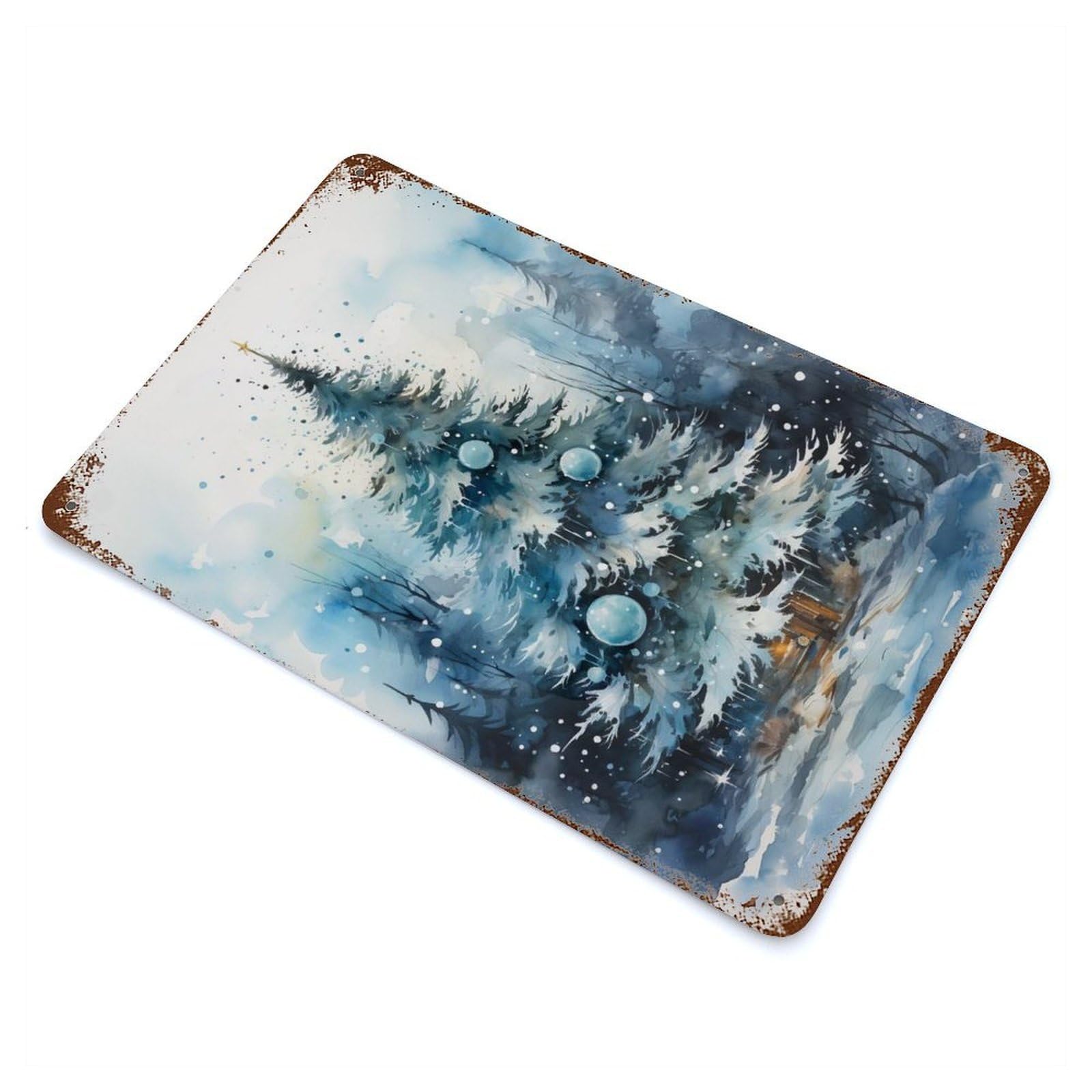 Garage Style Yuletide Tranquility Weathered Tin Sign 11.8"x7.9", Classic Wall Plaque for Bar And Workshop