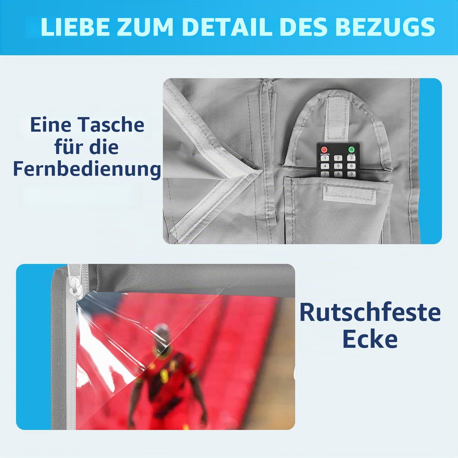 Outdoor TV Abdeckung 40-43 Zoll mit Bodendichtung, 600D wetterfeste TV Displayschutzfolie mit wasserdichtem Reißverschluss, untere Abdeckung passt für die meisten Flachbildfernseher, Halterungen