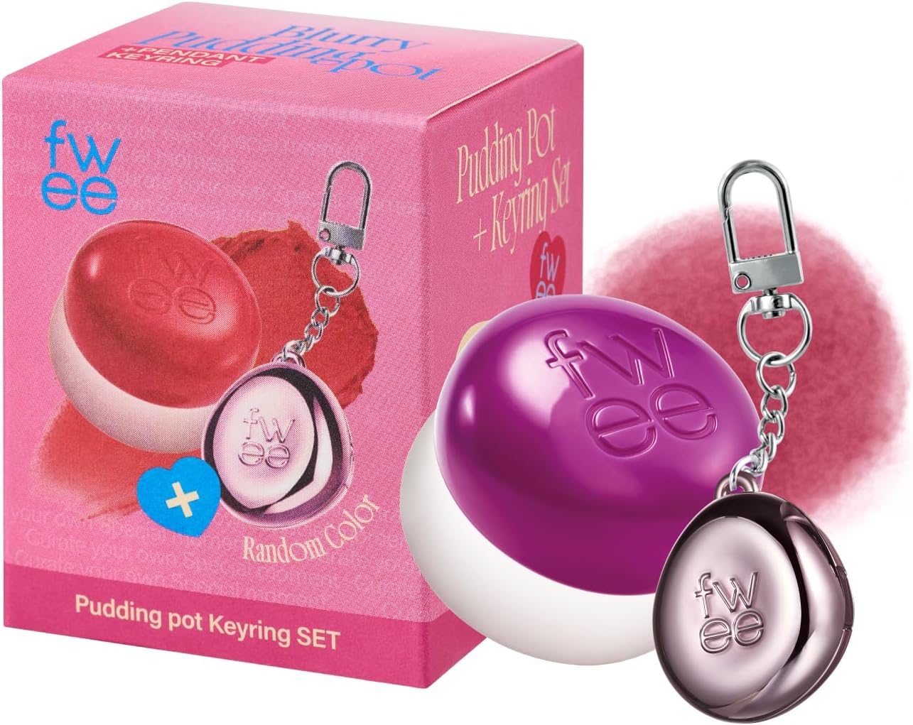 fwee Blurry Pudding Pot + Keychain SET | Airbrushed Blush & Lip, Buildable Pigment, Long-lasting, Lightweight, Easy to Blend, Natural Soft Matte Finish Makeup – Baddie (Mauve Berry) | 0.17 oz