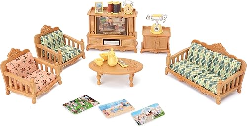 Dollhouse Furniture Set for Kids Toys Miniature Doll House Accessories Pretend Play Toys for Boys Girls & Toddlers Age 3+ with Living Room, Sofa,