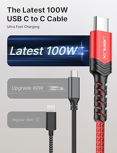 Vista 81 de JSAUX Cable USB C a USB C de 100 W para iPhone 17, cable de carga USBC tipo C 5A de carga rápida compatible con iPhone 17 Air 16 15 Pro Max Samsung