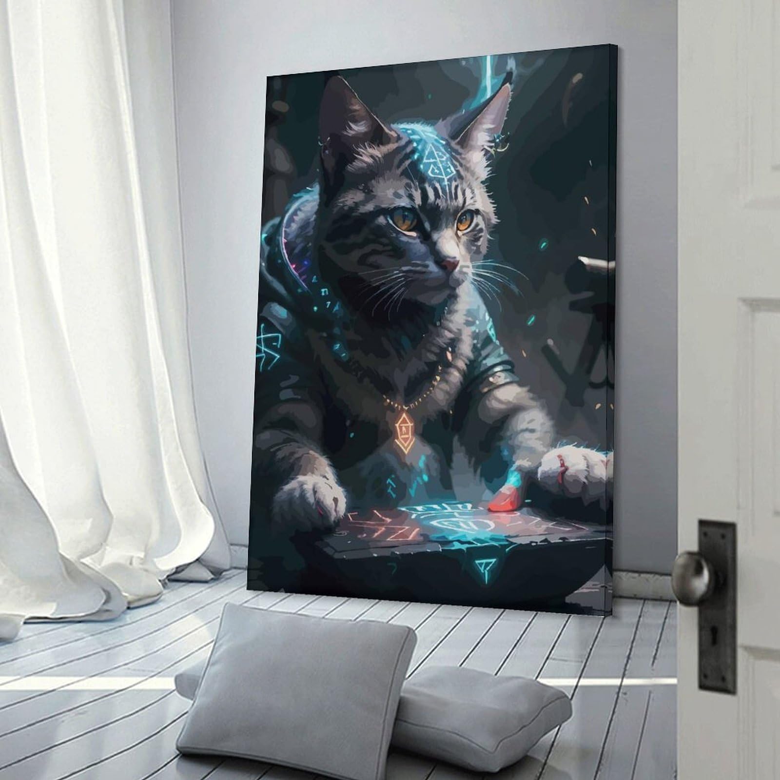 Junmoney Cat Room Decor Wall Art, 16x24inch(40x60cm), for Front Hall, Corridor Or Welcome Spaces, A Neat Decor Update for Hallways