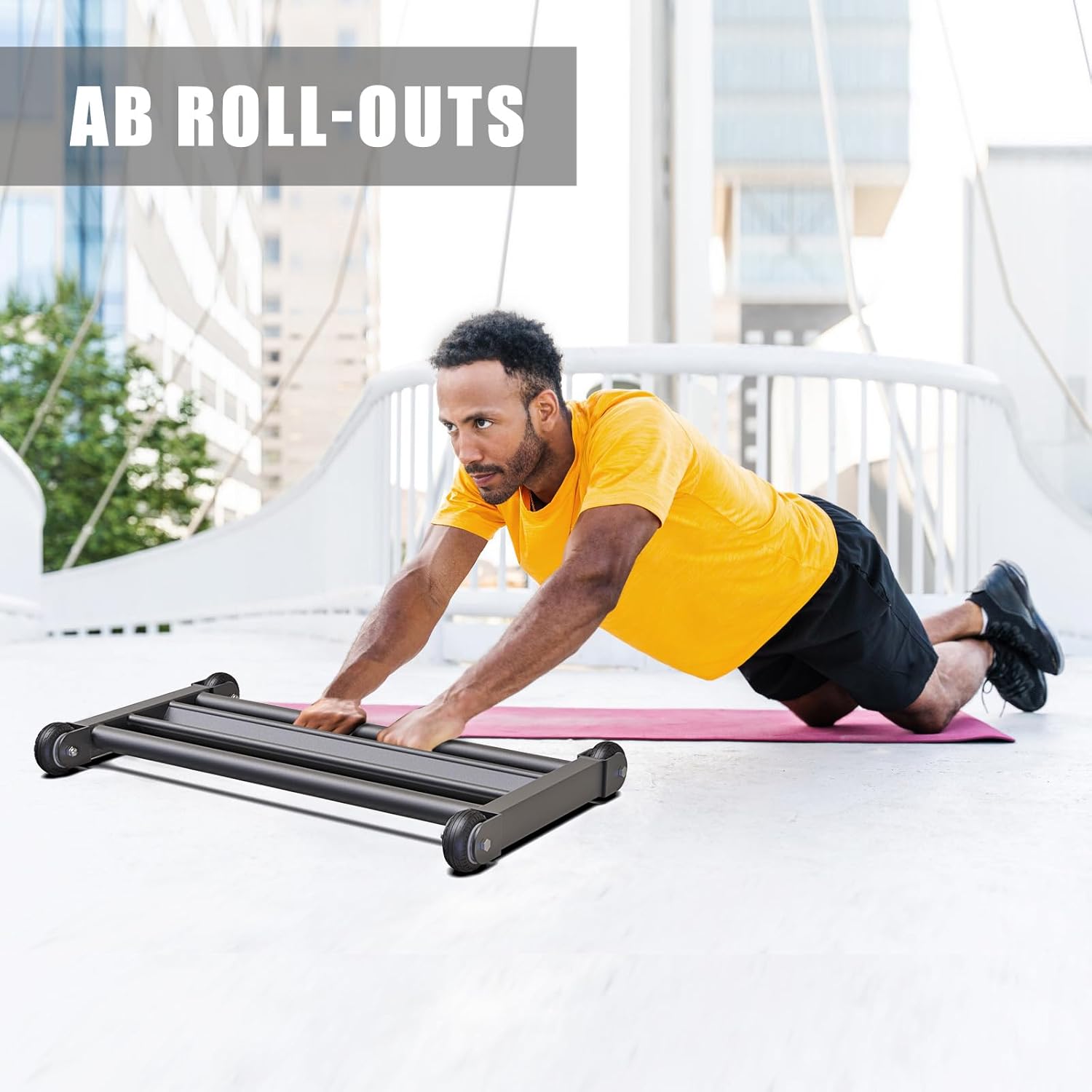 Glute Ham Glider, Multi-Functional Hamstring Roller with Smooth Wheels, V-Bar for Hamstring Curls, Ab Glider Workout & Core Strength Training