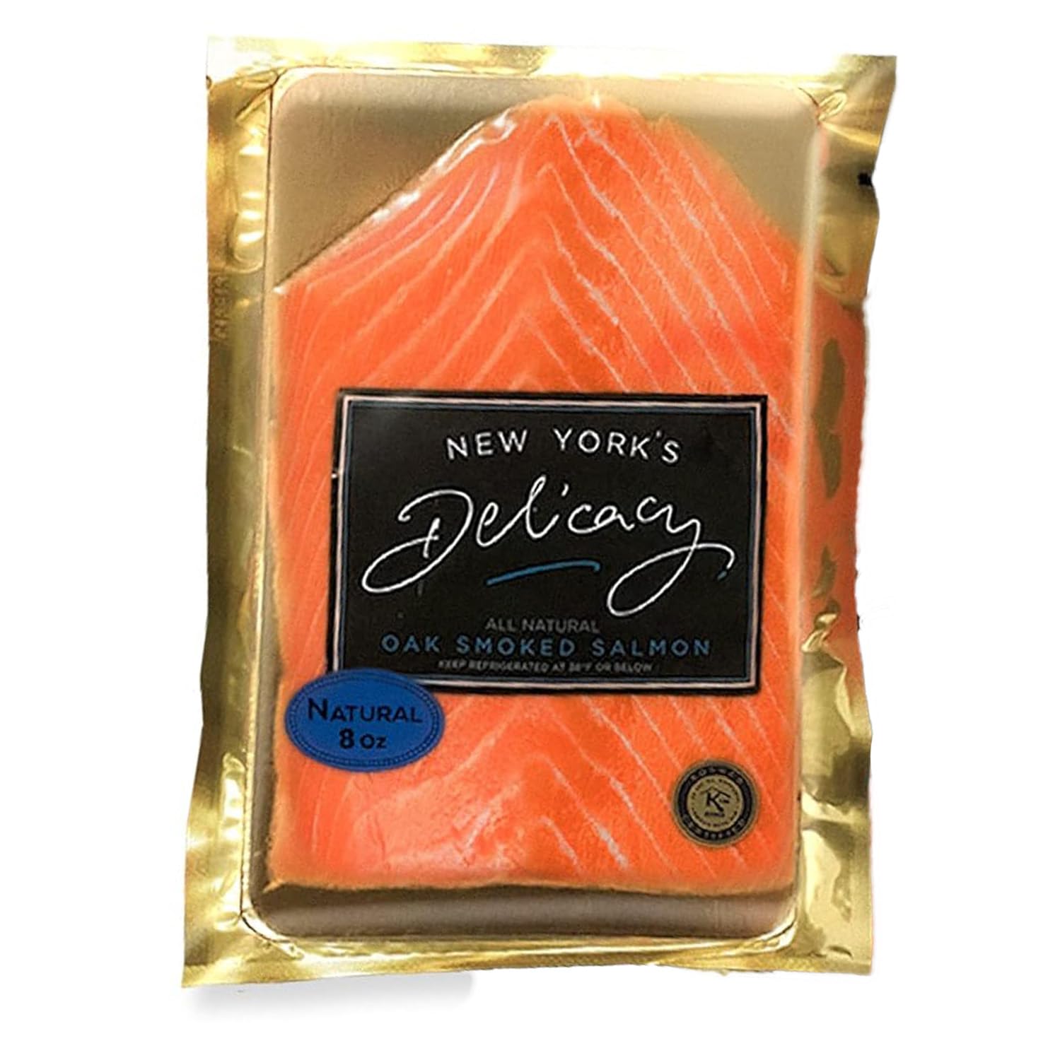 New York's Delicacy Smoked Salmon Nova - 8 Oz. Pack (Pack of 1) - Award-Winning, Pre-Sliced, Fully Trimmed - Kosher, Gluten-Free, High in Omega 3 - All-Natural from Chilean Patagonia