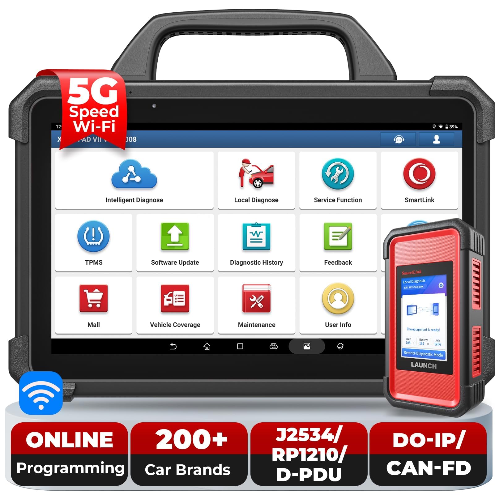 LAUNCH X431 PAD VII Elite OBD2 Dispositivo de diagnóstico OBD2 2024 Top J2534 Herramienta de reprogramación Mapa topográfico inteligente Escáner de diagnóstico bidireccional Codificación ECU