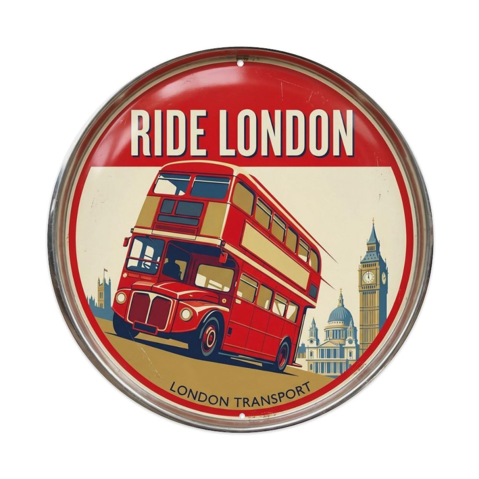 Retro Travel Ride London Transport England Metal Tin Sign Plaque Wall Decor for Cafe, Club Bar, Office, Home Garden Metal Poster 8x12Inch