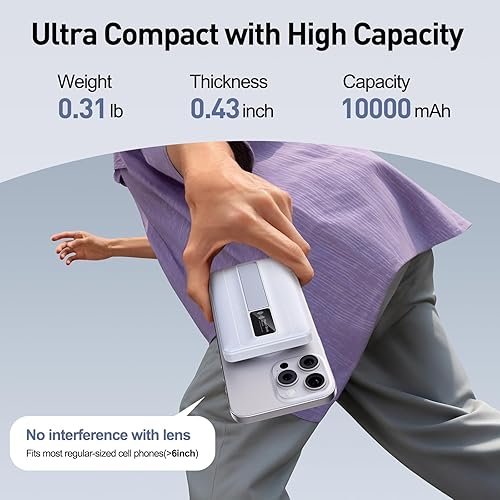 Miniatura 7 de Cargador portátil inalámbrico magnético 2025  10000mAh 22.5W PD carga máxima rápida con pantalla LED incorporada, batería magnética para iPhone