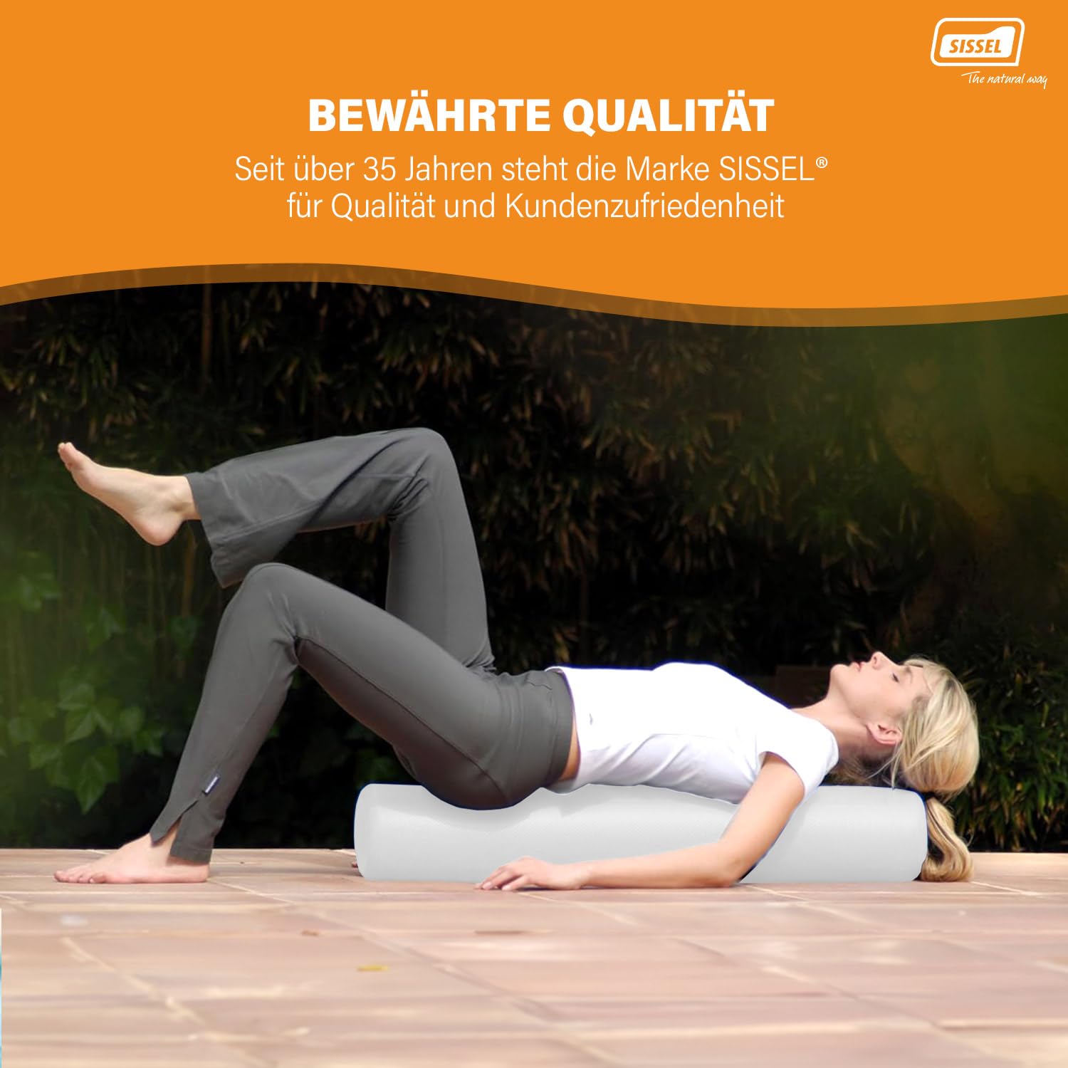 SISSEL Pilates Roller 90 cm Weiß | Foam Roller für Balance & Stabilität | Yoga Rolle & Pilates Zubehör für Core Training & Faszien | Rutschfest inkl. Übungsposter | Pilatesrolle | Yogarolle