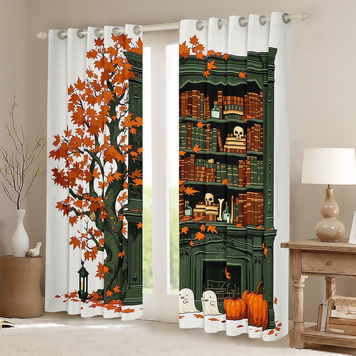 Homewish Funny Halloween Window Curtain 52Wx96L 2 Panels, image 3
