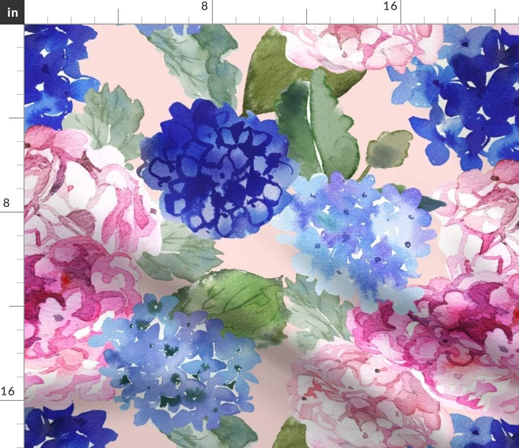 Spoonflower Fabric - Spring Hydrangea Watercolor Light Pink Girls Room Girl Colors Girly Printed on Petal Signature Cotton Fabric Fat Quarter - Sewing Quilting Apparel Crafts Decor