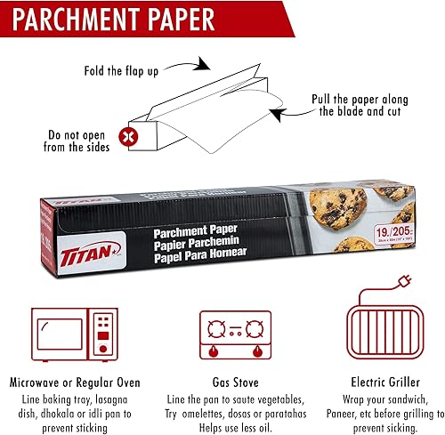 Miniatura 6 de MANGA Titan - Rollo de papel pergamino blanco, antiadherente, 205 pies (15 x 164 pies), 1 rollo