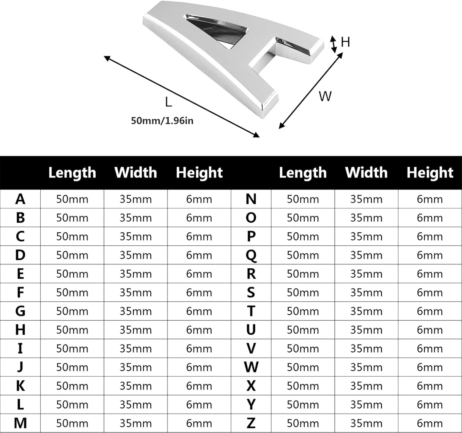 Larcele 1.96inch/5cm Self-stick Modern House Number ABS Address Numbers Silver Mailbox Number 3 Pieces MPH-04(Letter P)