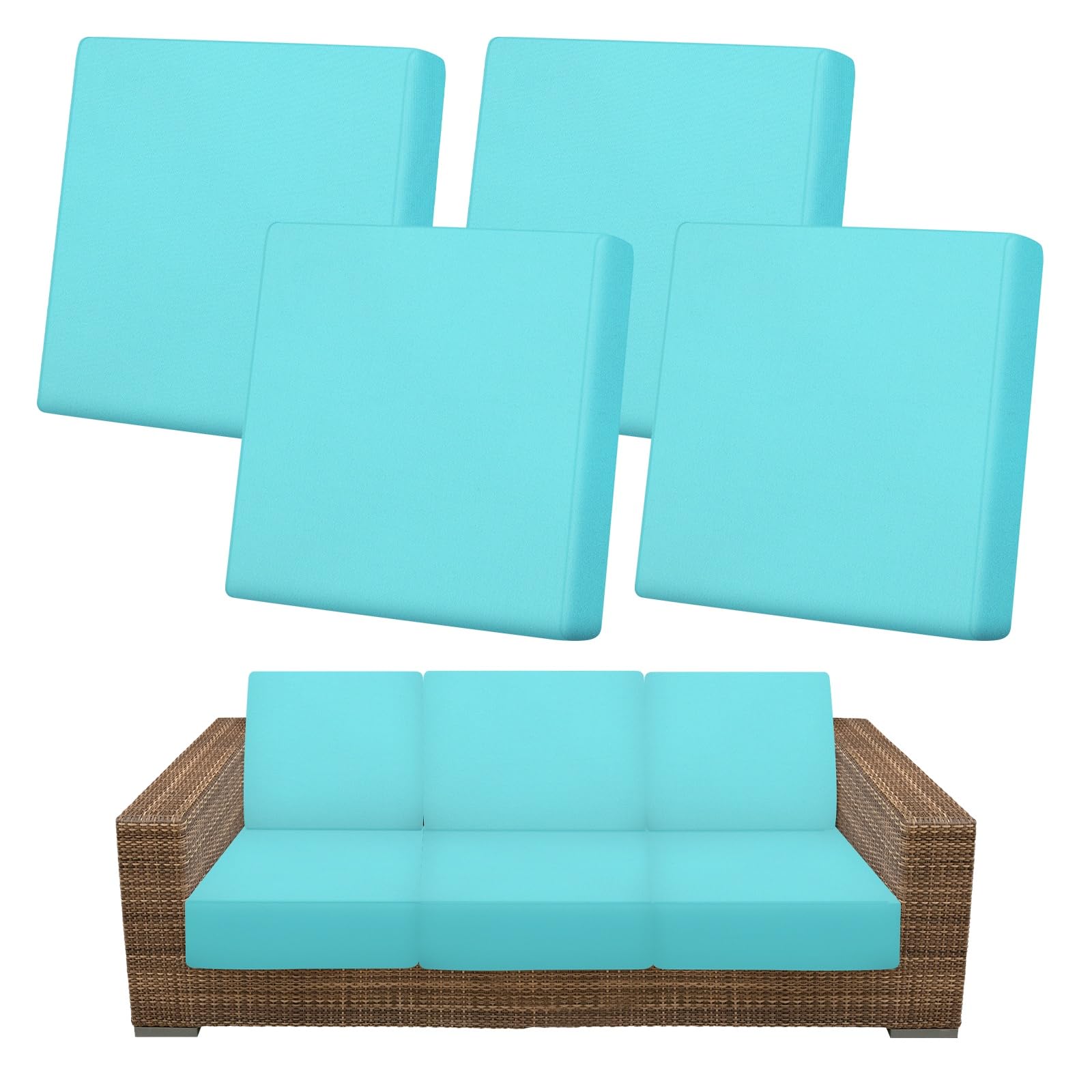 M METERXITY 4-Pack Outdoor Cushion Covers, Sky Blue