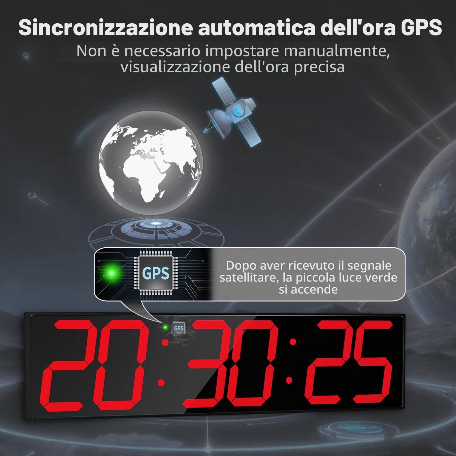 CHKOSDA Grande orologio da parete digitale da 68 cm, sincronizzazione automatica dell'ora con funzionamento facile, orologio da palestra con timer per allenamento a intervallo, grande orologio da