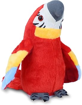 Talking Parrot Toy, Repeat What You Say Parrot Toys with Flapping Wings, Electronic Pets Recording Bird Talking Toys Interactive Plush Toy Stuffed Animal Gift for Toddler Kids Tummy Time Birthday, Red