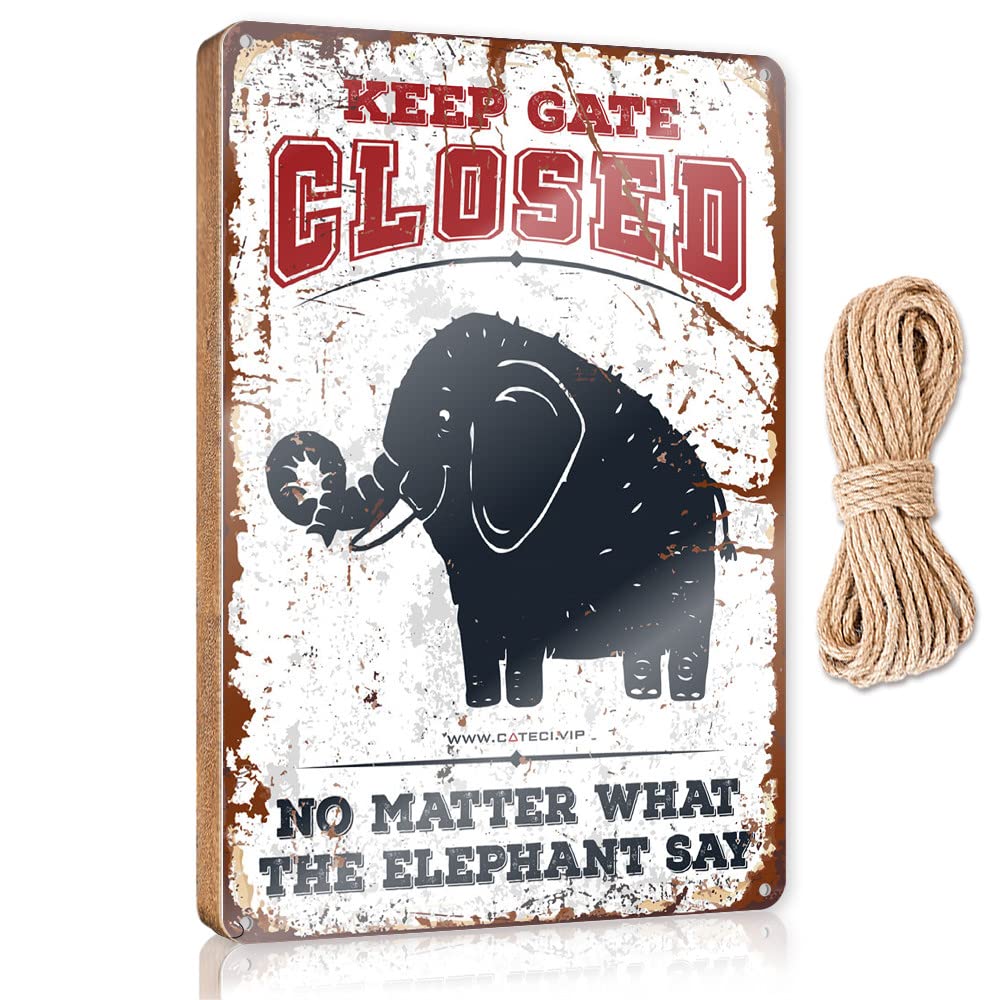Dtha One Color Door Sign For Bedroom Keep Gate Closed No Matter What The Elephant Say Wooden Sign Chill Wood Sign Posters & Prints(23X35cm)