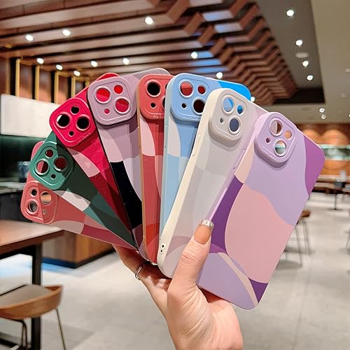 Miniatura 3 de YKCZL Funda compatible con iPhone 14, bonito diseño de corazón pintado con lente de cámara completa, delgada, suave, a prueba de golpes, para