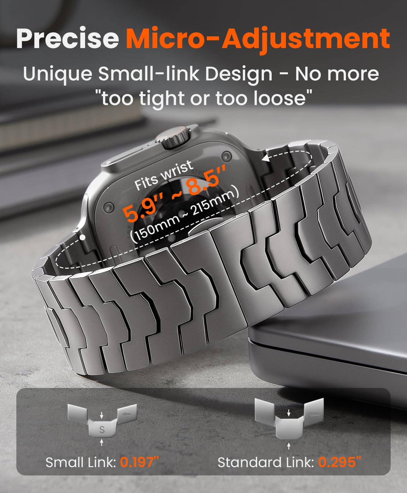 AGIS02 tytanowy pasek do zegarka Apple Watch Ultra 3, Ultra 2, Ultra 49 mm, regulowany pasek do zegarka Ultra Watch, metalowy pasek z zapięciem motylkowym, lekki i trwały pasek do zegarka