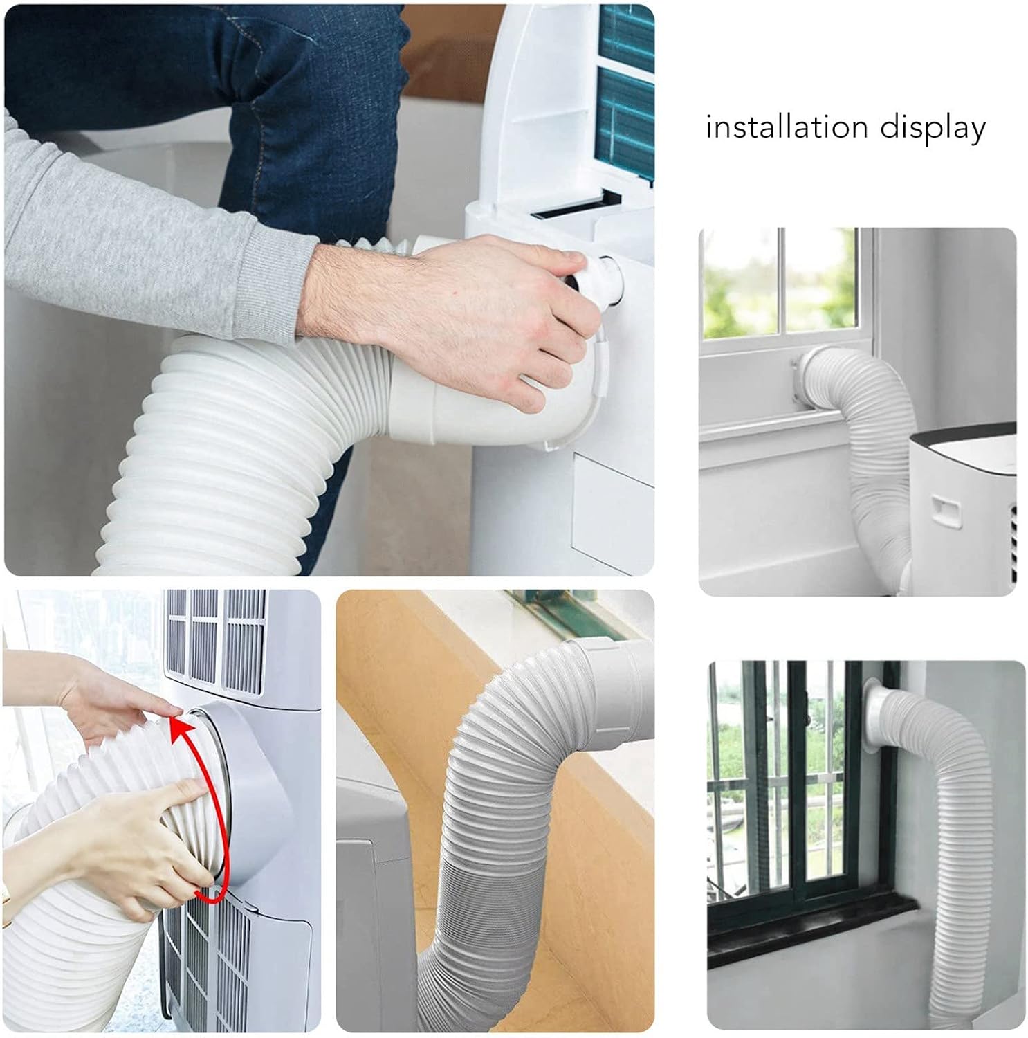 Air Conditioner Hose, Portable Exhaust Vent Hose with 5.1 Inch Diameter, 9.8ft Length PP Steel Wire Stretchable Counterclockwise Universal Replacement AC Vent Hose for Damaged Hose Replacement(130mm)
