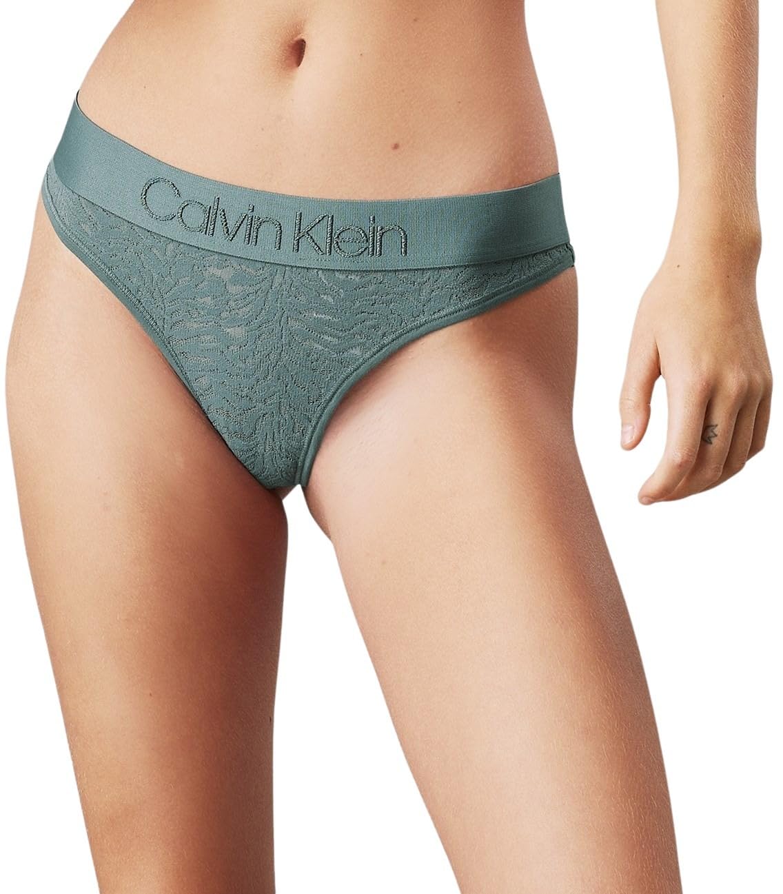Calvin Klein Women's Thong Underwear, Grey (Blue Performance), L