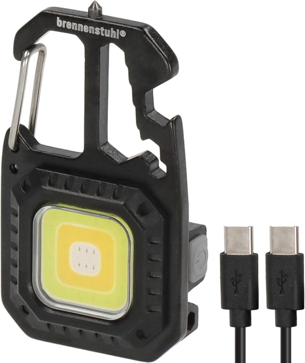 Brennenstuhl Mini LED Taschenlampe MTL 600 A (Akku Werkstattlampe 600lm, 7 Lichtmodi, Schlüsselanhänger, Flaschenöffner, Bits und Schraubenschlüsseln für den Alltag, Notfall oder das Camping)