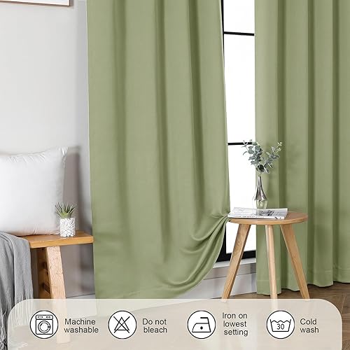 Miniatura 171 de Gwine Cortinas opacas para sala de estar de 63 pulgadas de largo, con aislamiento térmico, cortinas opacas para decoración de dormitorio con Azul
