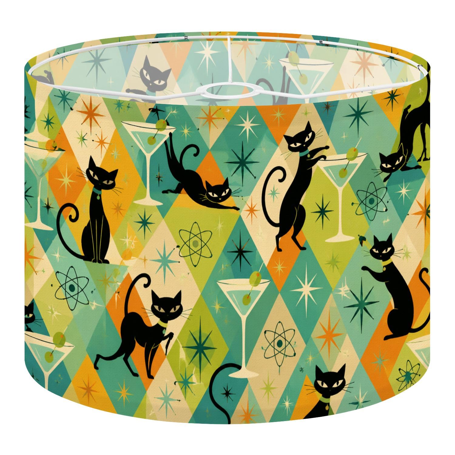 Deruinvaio Multi1 2Pcs 13In Lampshade Lamp Shade Retro Cats Martini Glasses For Ceiling Light, Table Lamp Floor Lamp Easy Assembly Replacement Light Shade