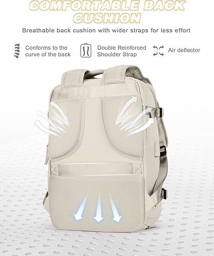 Miniatura 9 de Mochila de viaje para mujer, aprobada por aerolíneas, bolsas de mano para artículos personales, beige (A-Beige), Estándar, Mochila de viaje para