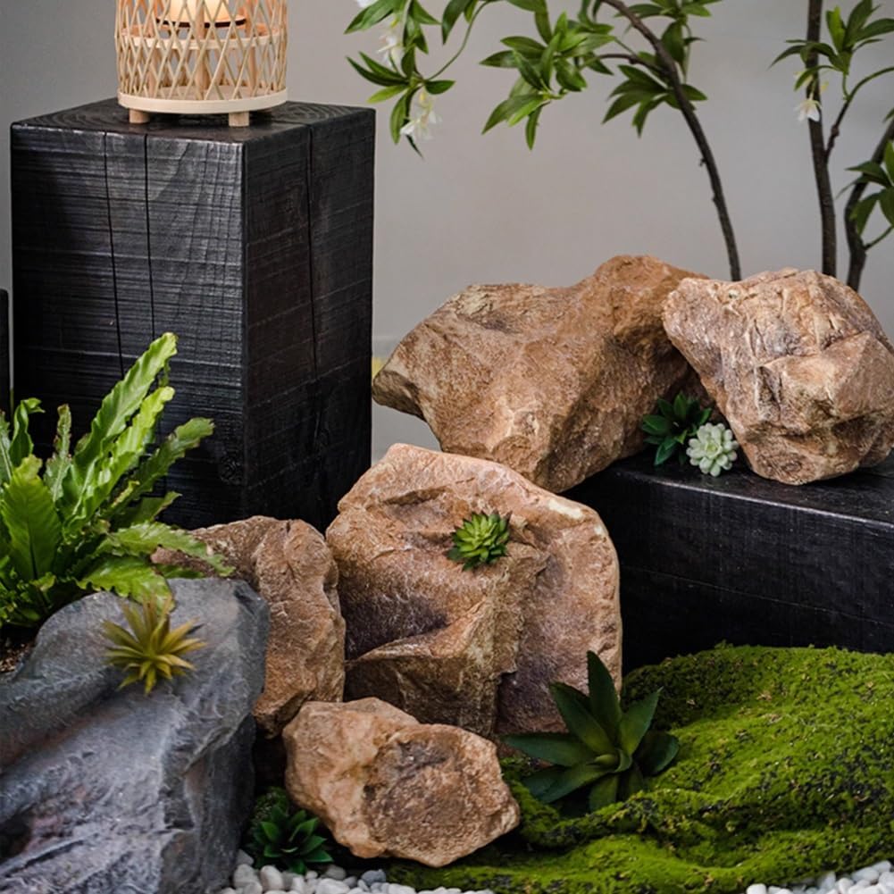 Multi-Functional Artificial Rocks for Landscaping - Realistic Decorative Stones for Garden Design, Durable Outdoor Décor, Natural Look, Perfect for Pathways and Flower Beds