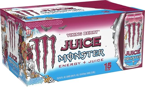 Miniatura 2 de Monster Energy Juice Viking Berry, Energy + Juice, bebida energética, 16 onzas (paquete de 15)