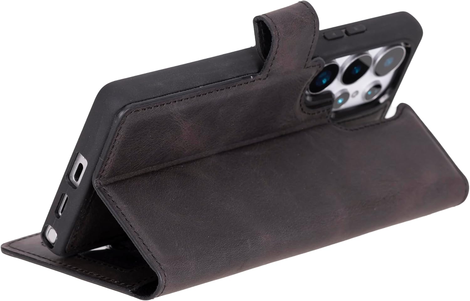 HARDISTON Premium Leather Handmade Wallet Case Compatible with Samsung Galaxy - Detachable Magnetic Flip Cover with Card Holder & Kickstand (Black, Samsung Galaxy S26U (Ultra))