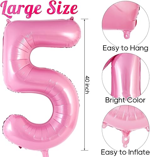 Miniatura 79 de Globo rosa del número 0 de 40 pulgadas, globos grandes de aluminio con número de helio, globos gigantes gigantes de Mylar número 0 para decoración