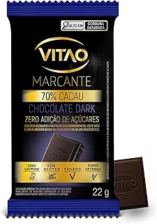 VITAO Chocolate 70% Cacau Zero Açúcar 22g – Sem Glúten, Sem Lactose e Textura Cremosa