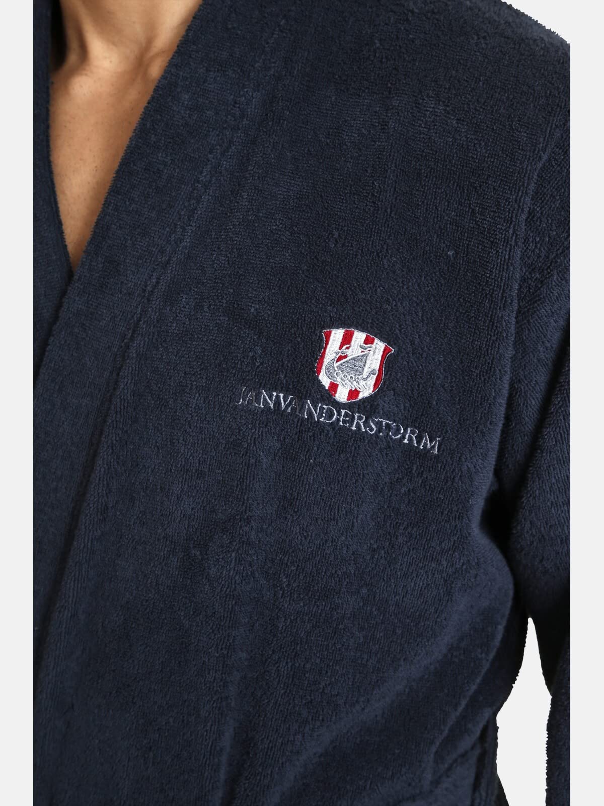 Jan Vanderstorm Herren Bademantel Janning | aus 100% Baumwolle Frottee ohne Kapuze – mit Bindegürtel, aufgesetzten Taschen, weich & saugfähig, große Größen M–7XL