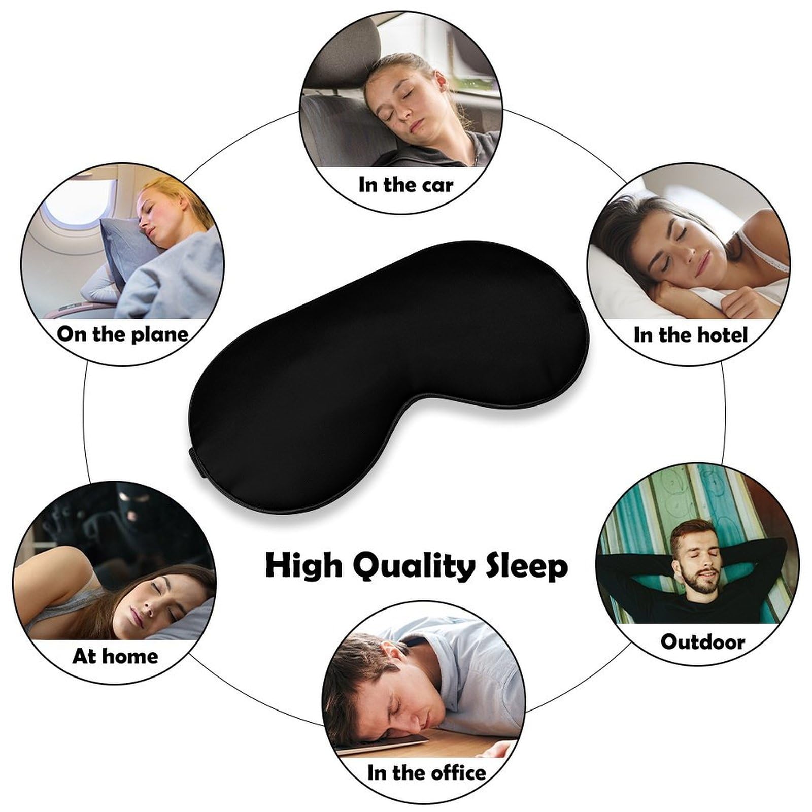Mascherina per occhi personalizzata, per aggiungere la tua immagine di design, copertura per gli occhi personalizzata con cinturino regolabile per dormire, viaggi, lavoro, sonnellini leggeri, nero