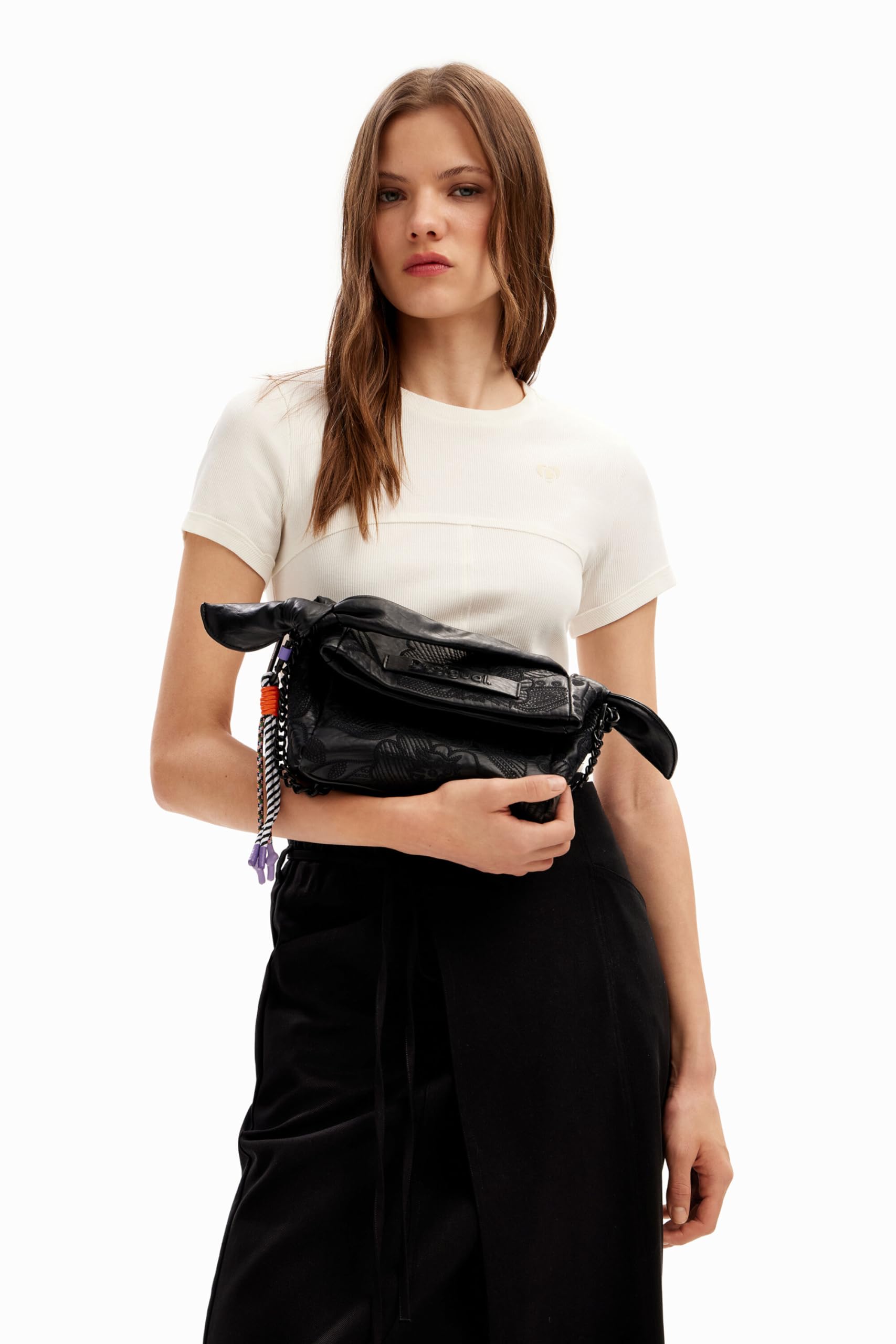 Desigual Alpha LOVERTY 3.0 MIN Accessories - Bolsa de mano de poliuretano para mujer, color negro, Negro