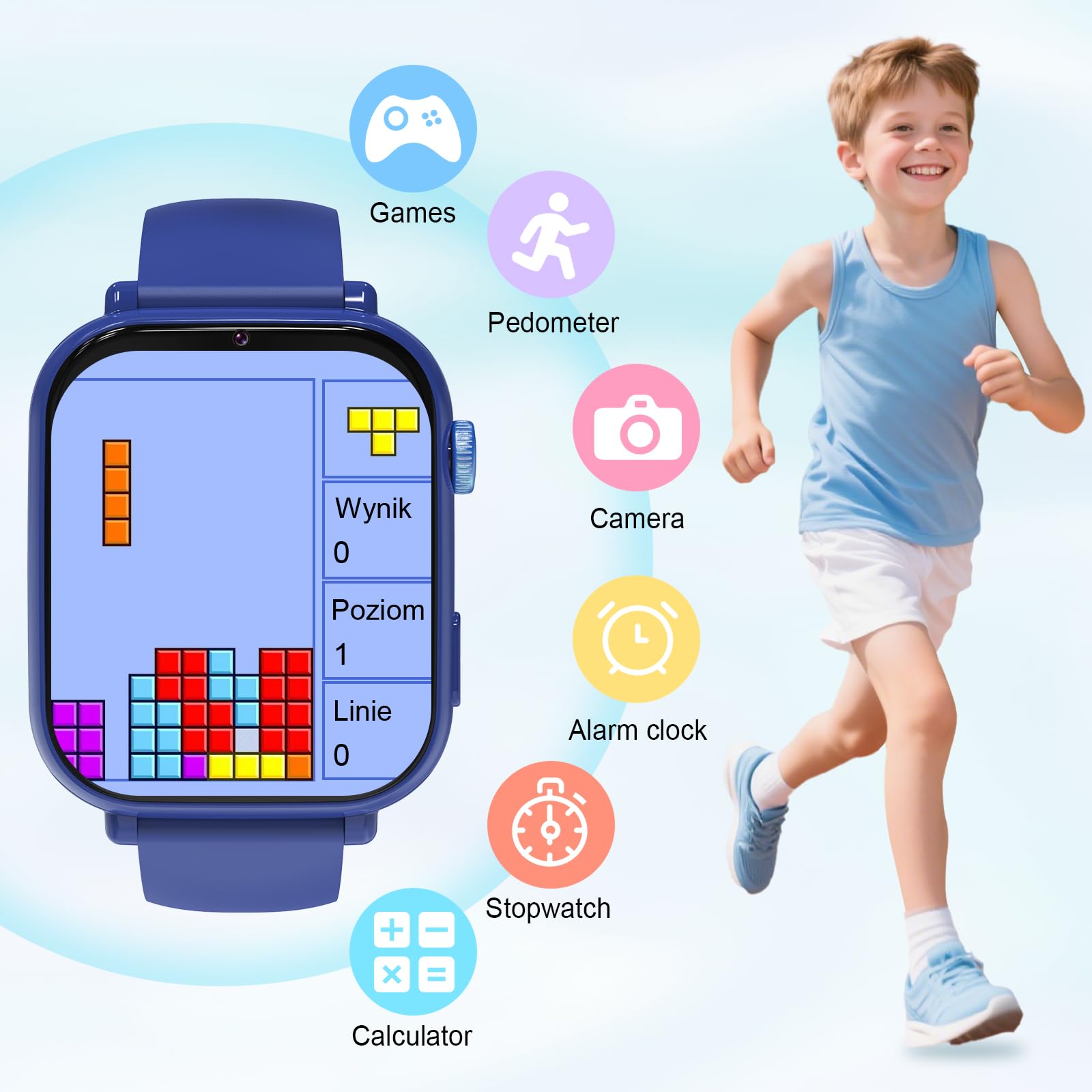 Smartwatch Bambini GPS 4G, Orologio Intelligente con Telefono, Videochiamata, Chat, SOS, Sveglia, Contapassi, Camera, Modalità Classe, Gioco, Smart Watch per Ragazza e Ragazzo 4-12 Anni Regalo, Blu