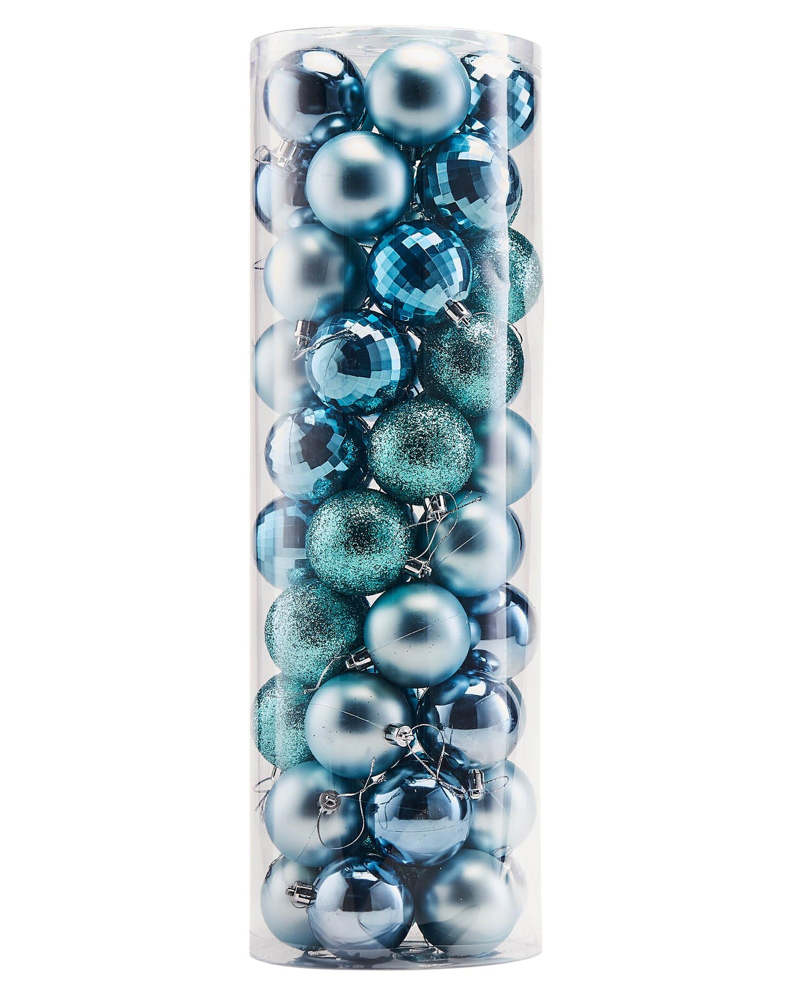 WeRChristmas 50-Piece Shatterproof Baubles Pack - Turquoise Blue