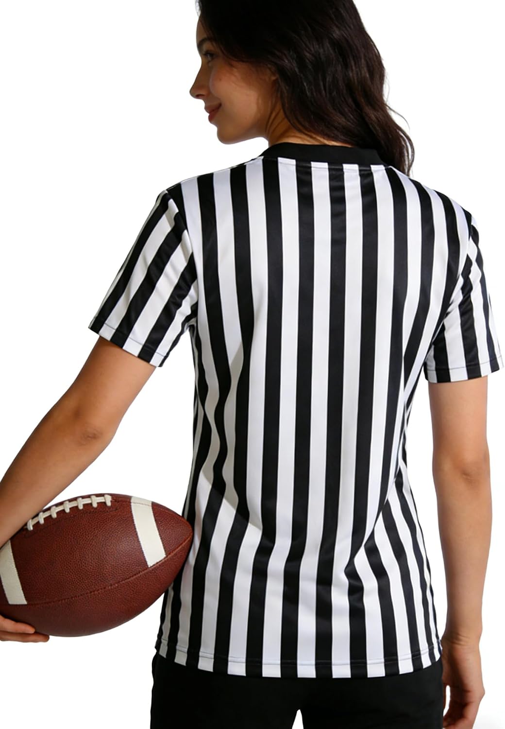 Women's Referee Shirt Official Football Basketball V-Neck Ref Jersey for Halloween Costume Umpire Waitress Uniform