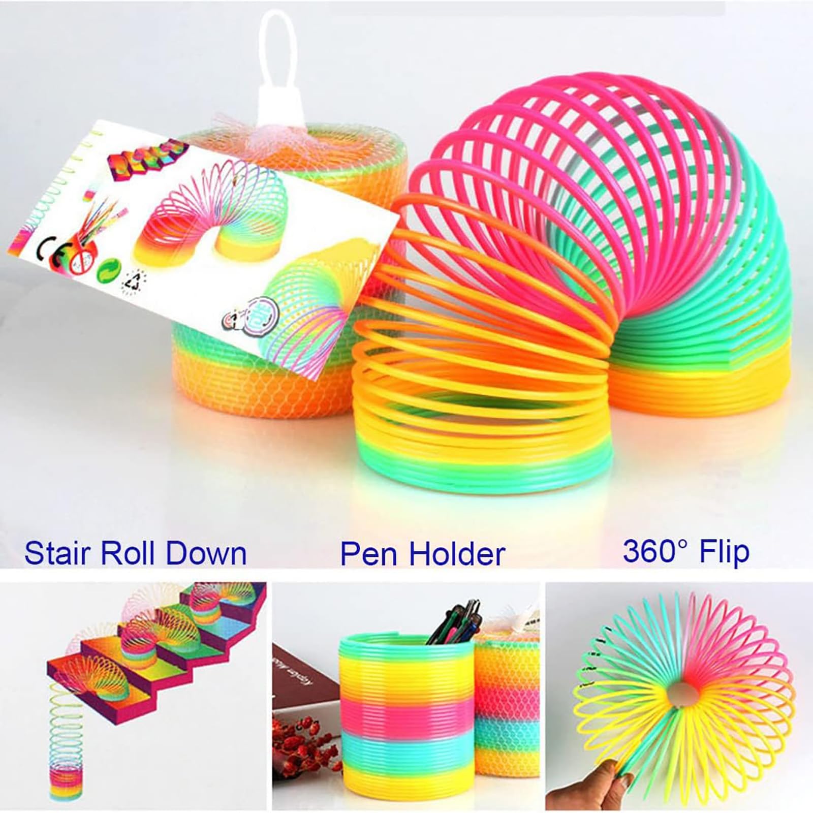 2 Piezas Muelle Juguete, Gadget para Niños, Spring Toy, Rainbow Spiral, Mini Muelle Divertido