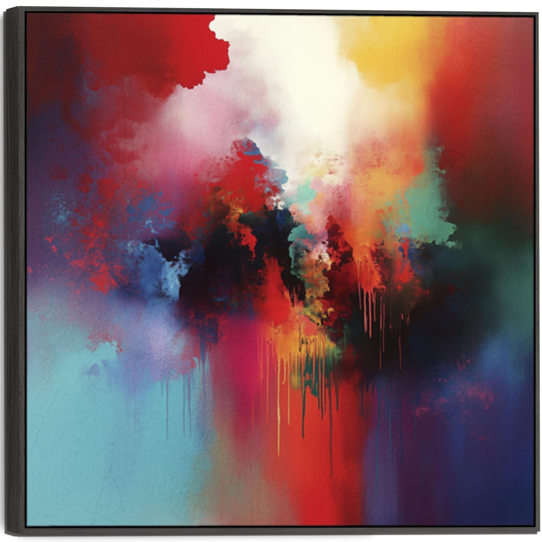 Wallfillers Multi-Coloured Unique Colourful Abstract Framed Wall Art Cascade (100Cm X 100Cm)