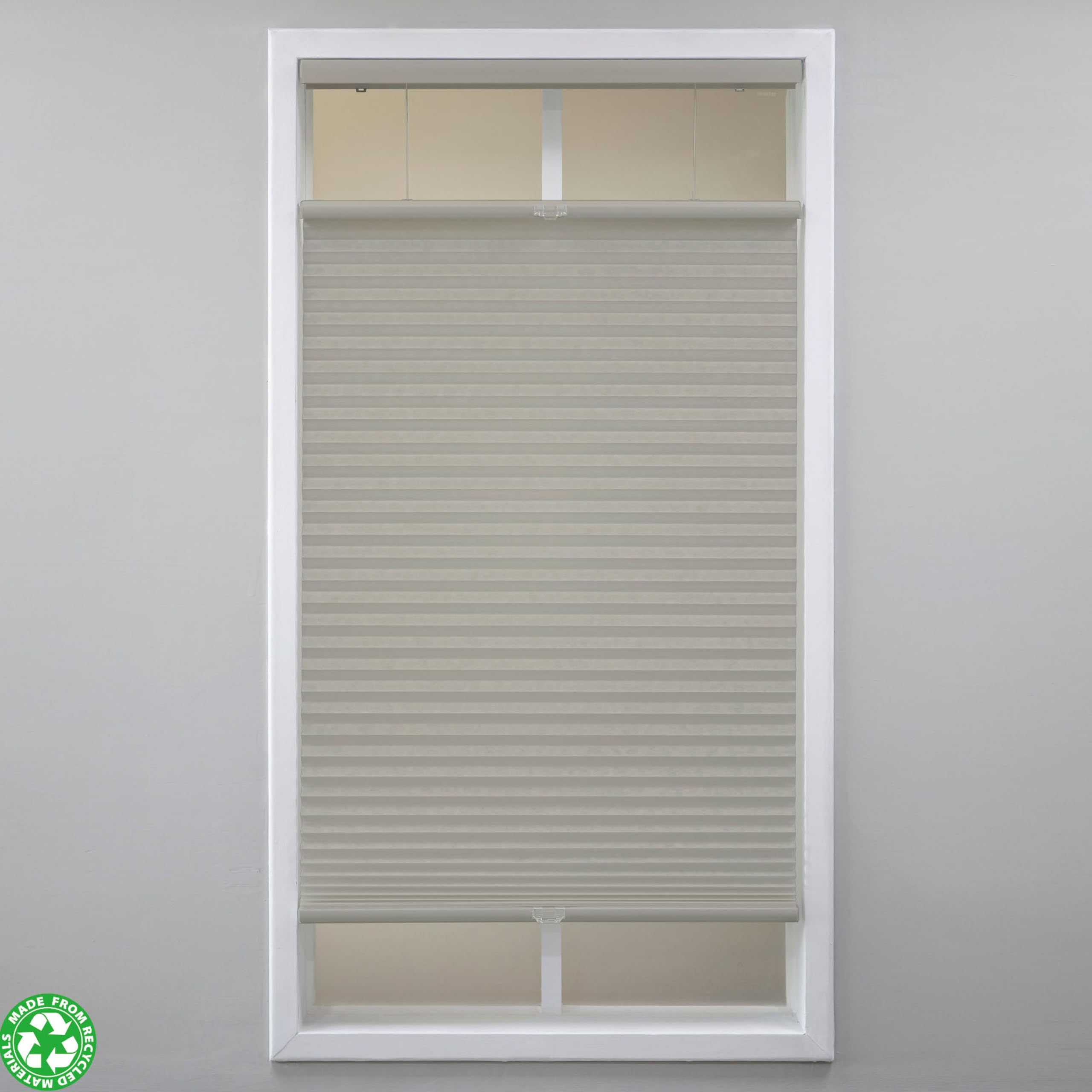 Eclipse Light-Filtering Top Down Bottom Up Cellular Shades - Cordless Window Covering for Home or Office, Energy-Saving Light Filtering Shades, Easy Lift System - Gray Cloud, 35.5 W x 64 L