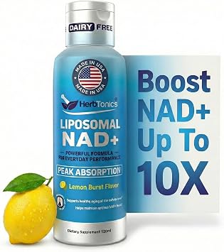 Herbtonics Liposomal NAD+ for Cellular Energy | Supports Healthy Aging, Focus & Metabolism | Liposomal Delivery - Designed for Superior Absorption | 120ML Vegan Liquid Supplement 1 Month Supply