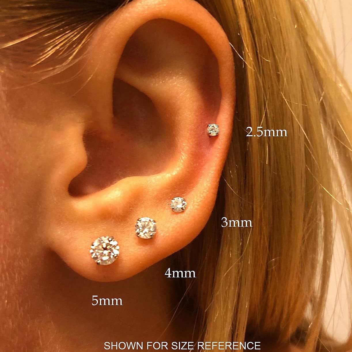 14K Yellow Gold 4MM Simulated Birthstone Stud Earrings with Secure Screw Backings…