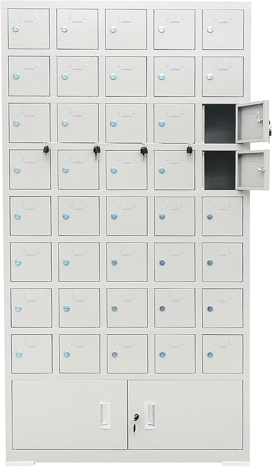 Mobile Phone Storage Cabinet Secure Cell Phone Storage Locker with Key Lock Steel Phone Storage Unit 40 Doors Phone Storage Station for Schools, Workplaces, Offices and Homes