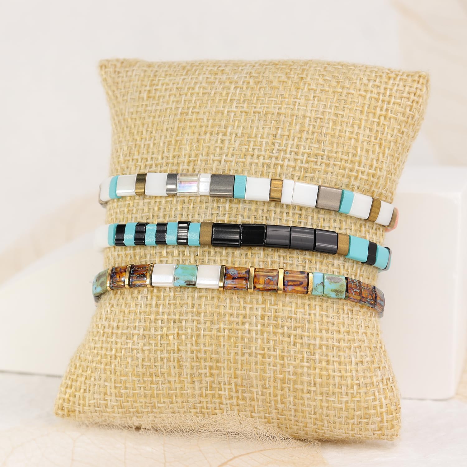 Tila Flat Beaded Stretch Bracelets for Women Girls, Unique Colorful Stackable Square Beads Miyuk Link Bracelet Summer Beach Trendy Jewelry Gift - Image 4
