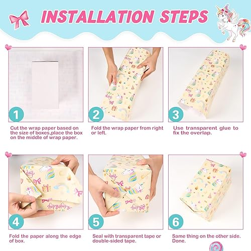 Vista 112 de WERNNSAI Rollos de papel de regalo de dinosaurios, 3 rollos de papel de regalo de dinosaurio rosa de 17 x 120 pulgadas, para bebés, niñas, Pink