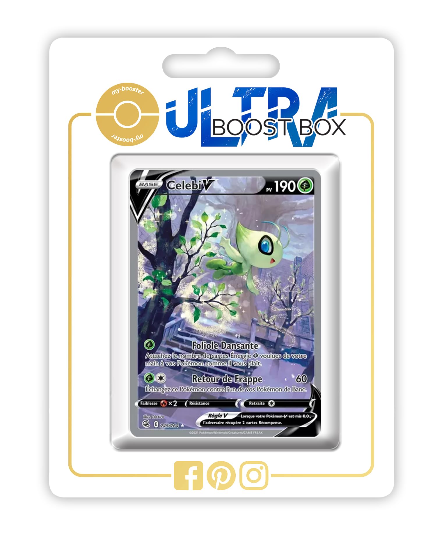 Celebi V 245/264 Alternative Shiny Pokémon Gallery - my-booster X Écarlate et Violet 8 - Poing de Fusion Box of 10 Pokemon French Cards - Image 2