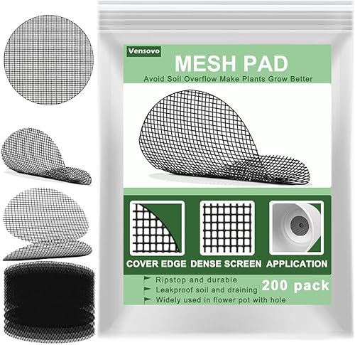 Miniatura 9 de vensovo 100 almohadillas de malla para maceta de bonsái, junta de pantalla de maceta de 2 pulgadas con borde termofusible, orificio de drenaje