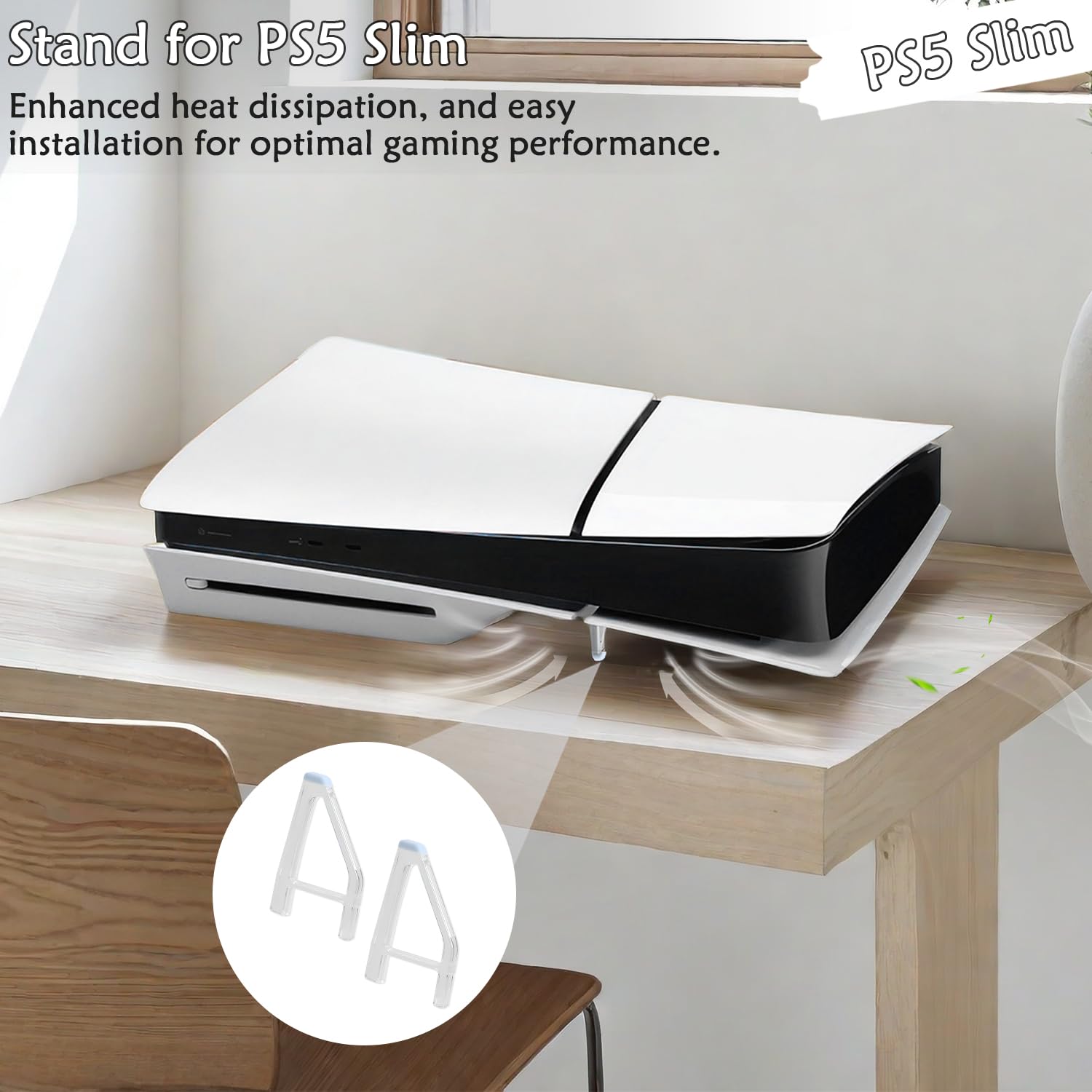 IGXX Stojak na PS5 Slim, proste nóżki chłodzące, kompatybilny z Sony PlayStation 5 Slim (edycja dysku A)